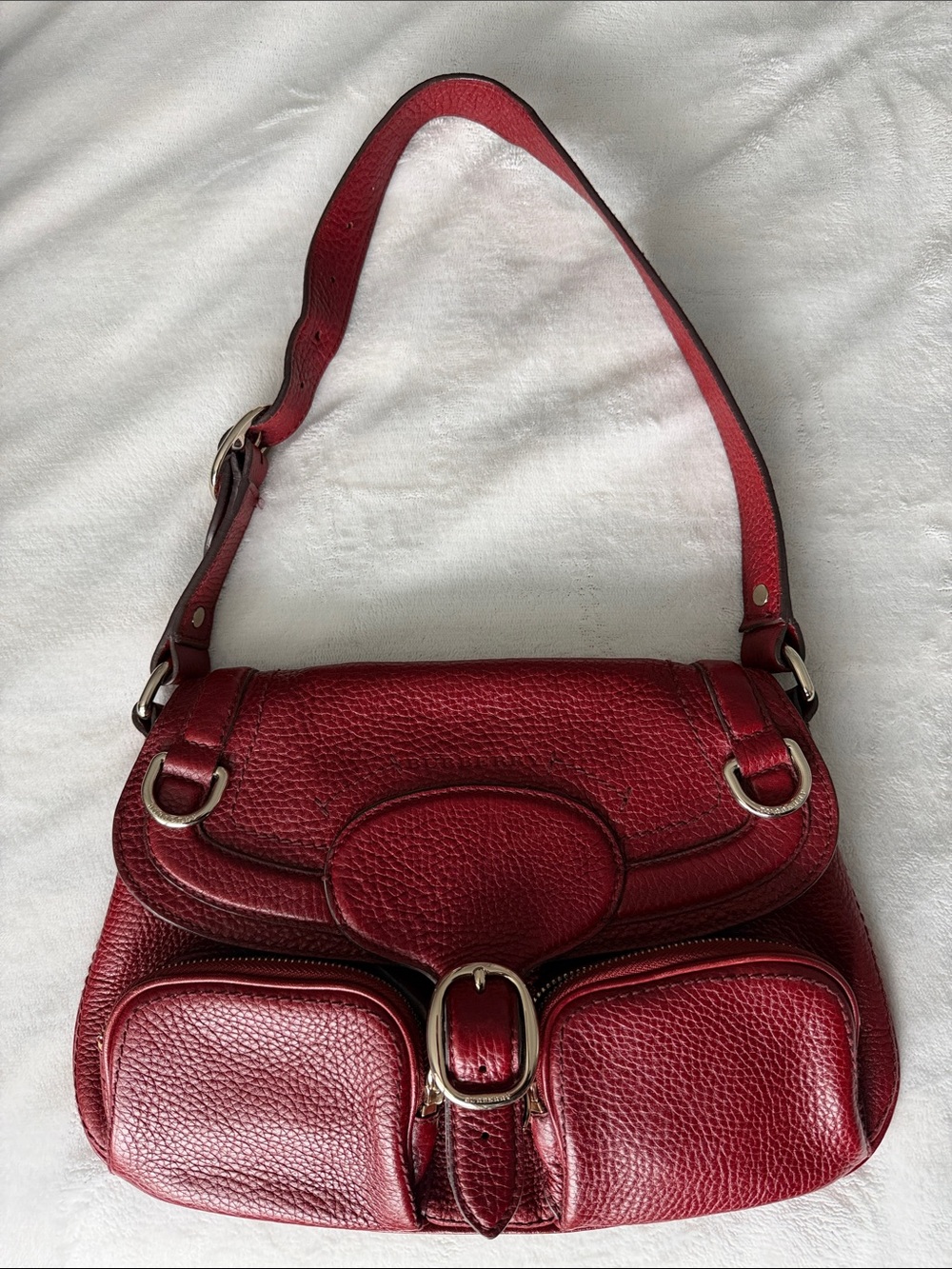 Burberry Red Leather Shoulder Bag